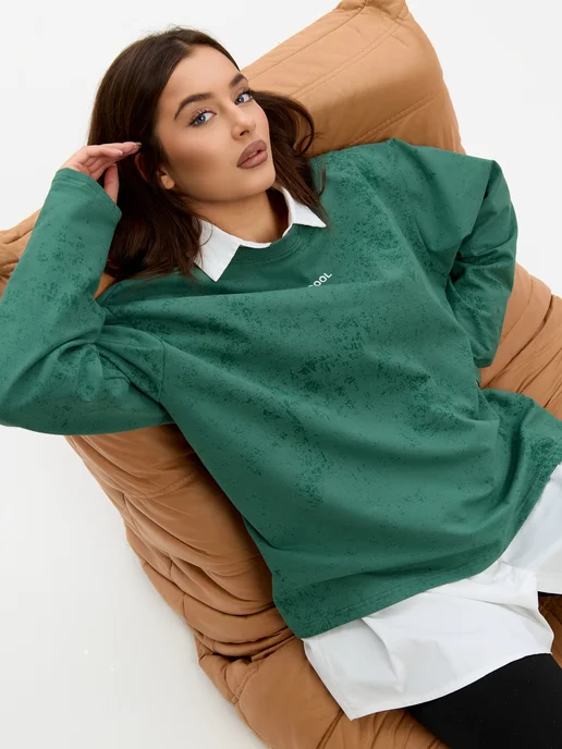 Cool Look Свитшот оверсайз без начеса, зеленый, фото 10