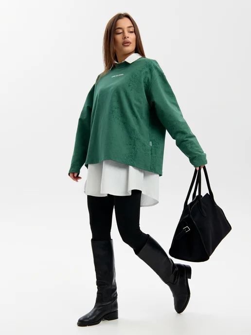 Cool Look Свитшот оверсайз без начеса, зеленый, фото 11