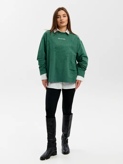 Cool Look Свитшот оверсайз без начеса, зеленый, фото 12