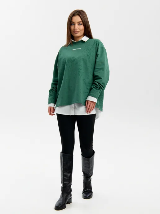 Cool Look Свитшот оверсайз без начеса, зеленый, фото 13