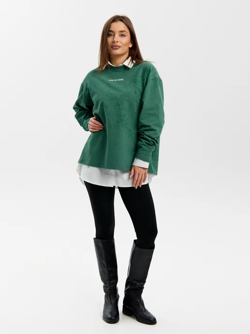 Cool Look Свитшот оверсайз без начеса, зеленый, фото 14