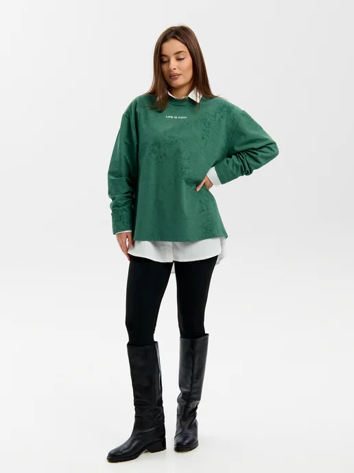 Cool Look Свитшот оверсайз без начеса, зеленый, фото 16