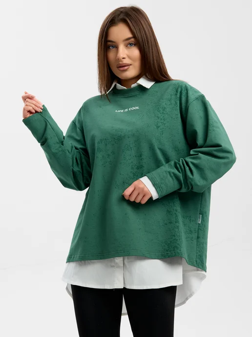 Cool Look Свитшот оверсайз без начеса, зеленый, фото 18