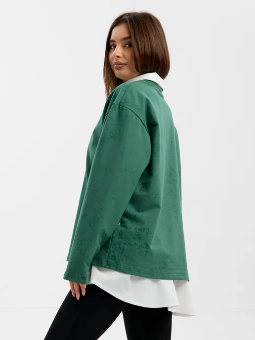 Cool Look Свитшот оверсайз без начеса, зеленый, фото 2