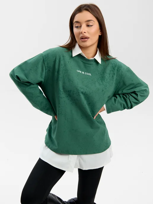 Cool Look Свитшот оверсайз без начеса, зеленый, фото 20