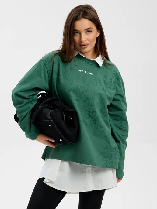 Cool Look Свитшот оверсайз без начеса, зеленый, фото 23