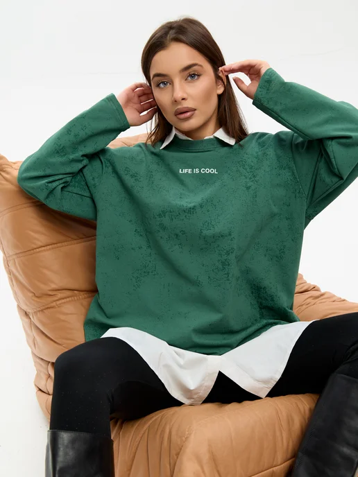 Cool Look Свитшот оверсайз без начеса, зеленый, фото 24