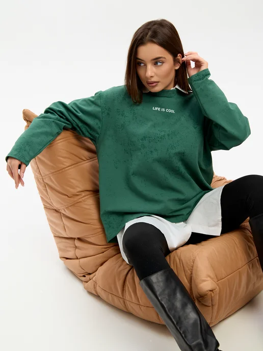 Cool Look Свитшот оверсайз без начеса, зеленый, фото 8