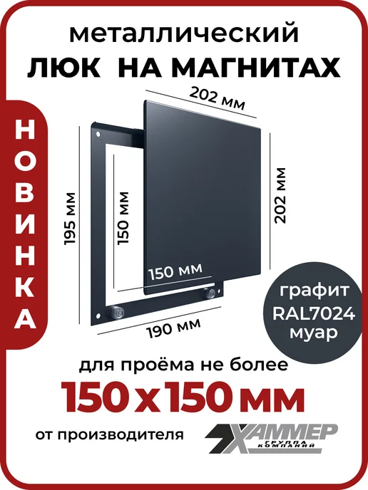 Хаммер Люк ревизионный 15х15 на магнитах Стикер, 150х150 Белый, вариант