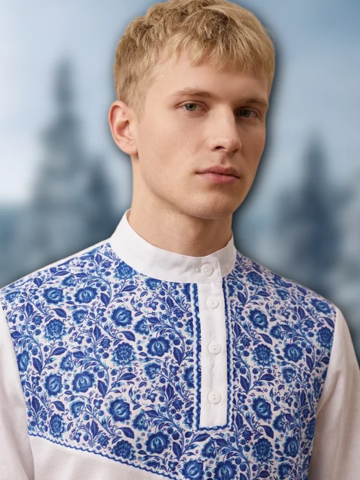 Атаман 77 Рубашка - Косоворотка праздничная Белая (рисунок 4), белый, фото 2