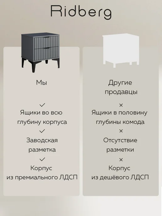 Ridberg Тумба прикроватная ANDRE, серый, фото 6