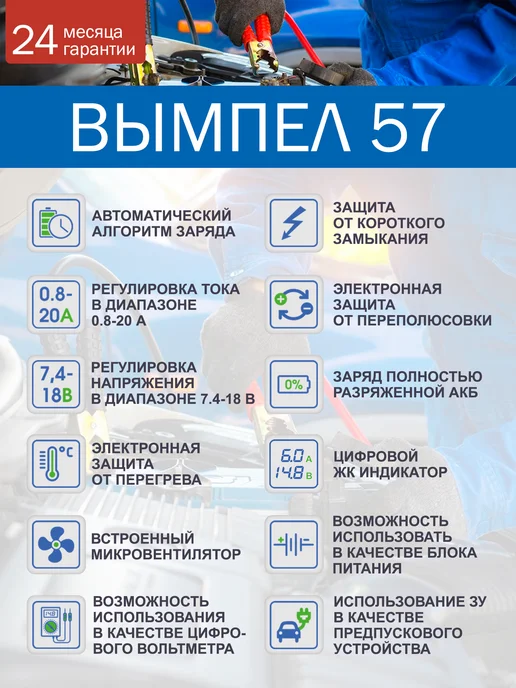 НПП ОРИОН Зарядное устройство Вымпел 57 0-20А, вариант, фото 3