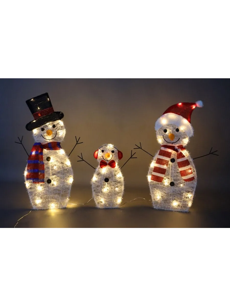 Фигура снеговики светодиодная 60Led, 3 предмета