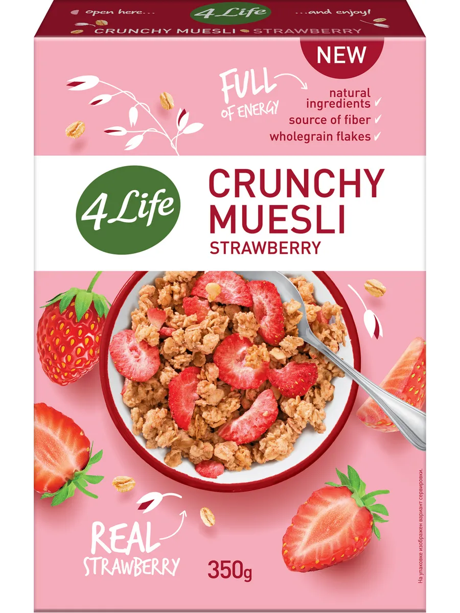 Мюсли 4Life хрустящие с клубникой, 350г