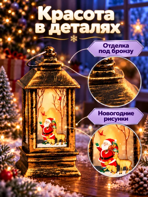 FixZone Новый год Фонари новогодние светящиеся украшение на новый год 3шт, 3 шт, фото 2