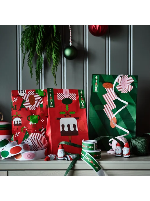 IKEA Стикеры новогодние ВИНТЕРФИНТ 120 шт бумажные для упаковки, 120 шт, фото 2