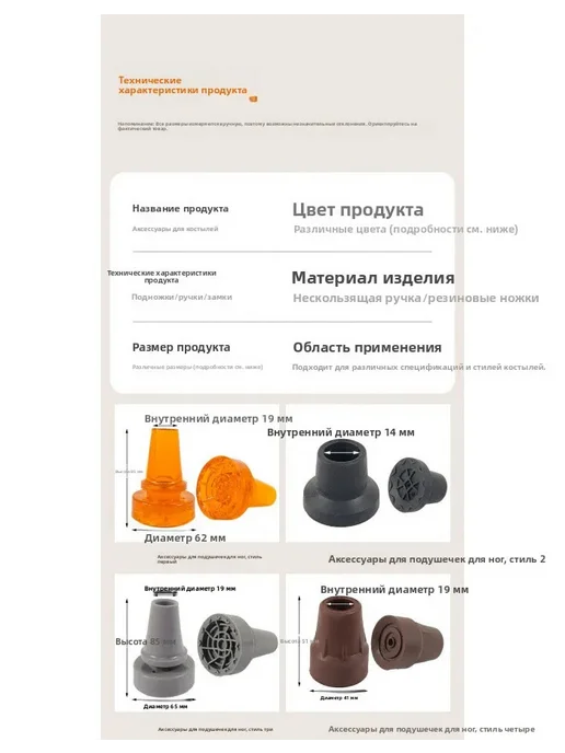 Наконечник 19 мм (насадка) для трости костыля или ходунков, серый, фото 3