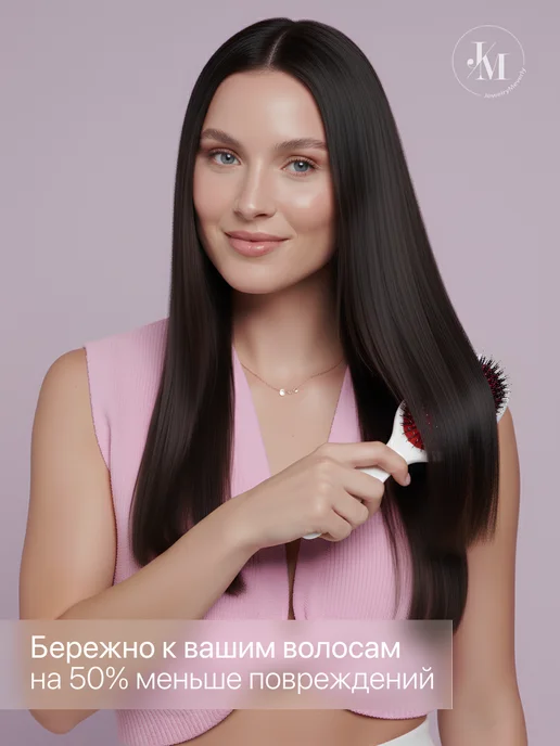 Revolut Расческа для нарощенных волос с натуральной щетиной, белый, фото 2