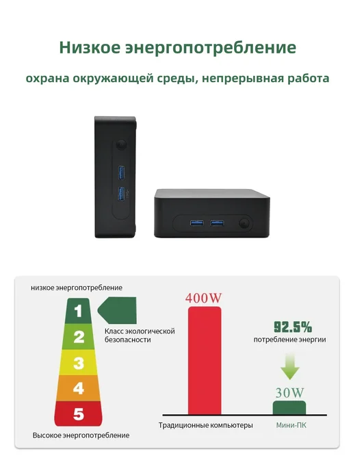 ZSUS Мини-ПК Intel I7-4650U (8 ГБ 128ГБ), 8 ГБ, 128 ГБ, фото 3