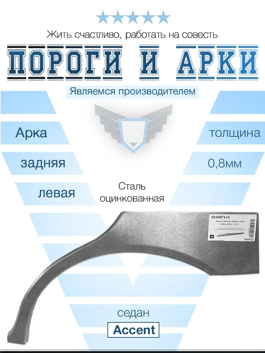 Арка левая для Hyundai Accent 1999-2012 седан