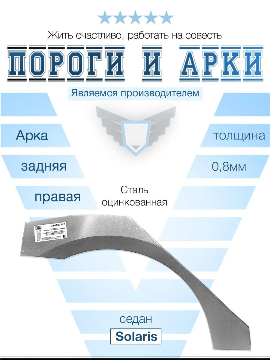 Арка правая для Hyundai Solaris 2011-2017 седан