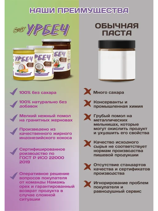 Намажь_орех Урбеч из Кокоса с шоколадом и кусочками арахиса 400 гр, 400 г, фото 8