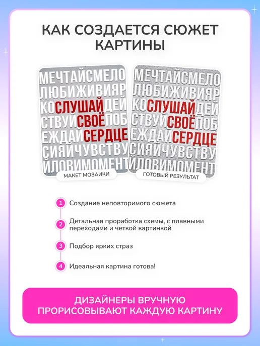 Алмазныи ряд Алмазная мозаика на подрамнике 40х50 см Слушай свое сердце, 40x50 см, фото 6