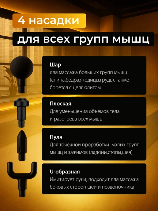 YourShineOne Массажер для тела перкуссионный пистолет, черный, фото 3