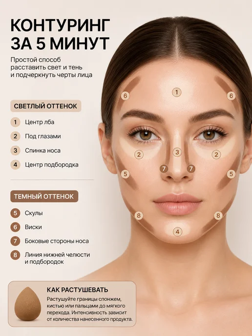 PrettyGirl Карандаш для контуринга 2 в 1 скульптор для лица и хайлайтер, бежевый, фото 3