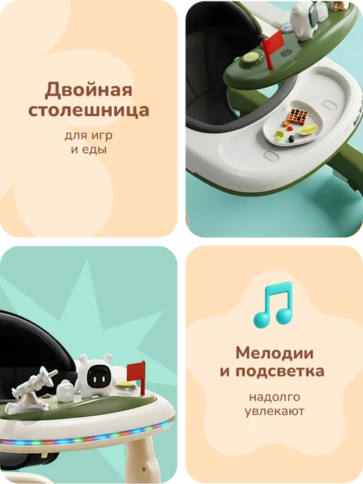 playokay Каталка ходунки музыкальные с игровой панелью, серый, фото 2