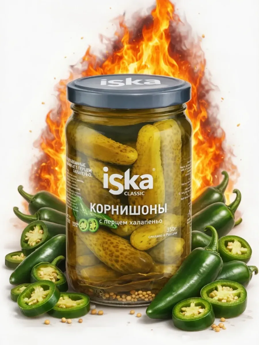 Корнишоны с халапеньо, 350гр огурцы маринованные