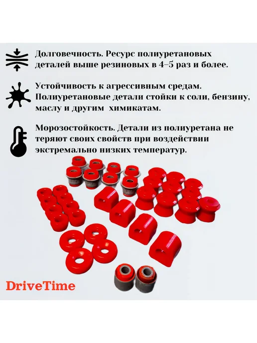DriveTime Комплект сайлентблоков подвески ВАЗ 2101-07, 30шт, 36 шт, фото 2