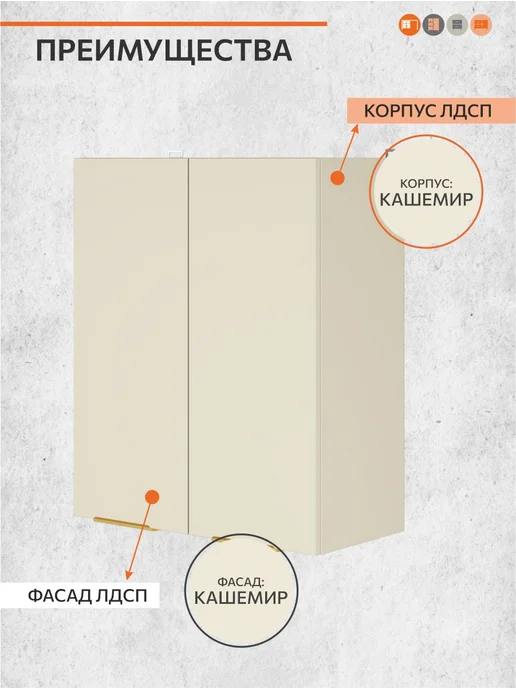 ОРИНОКО Кухонный гарнитур модульный навесной антресоль, бежевый, фото 3