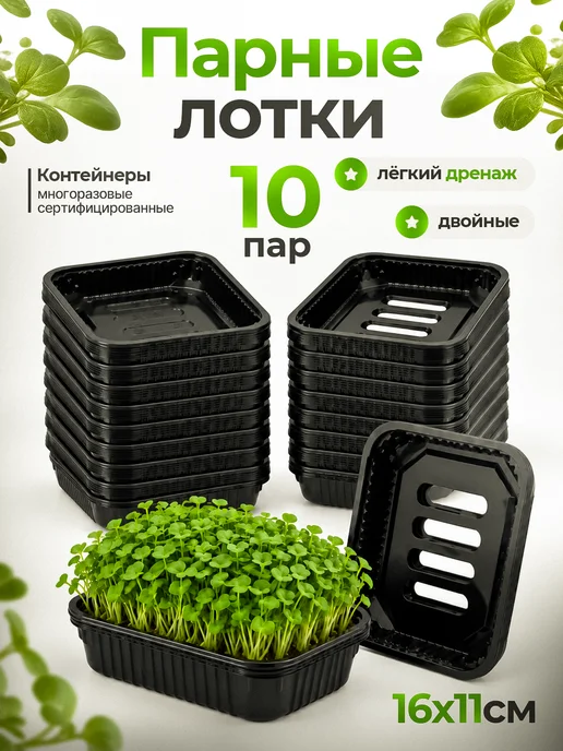 FOREST GREEN Лотки для выращивания Микрозелени рассады, зеленый