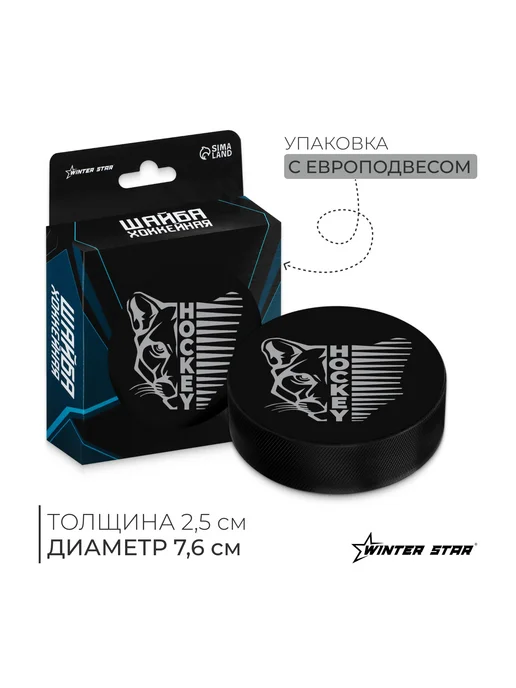 WINTER STAR Шайба хоккейная для льда резиновая черная, черный