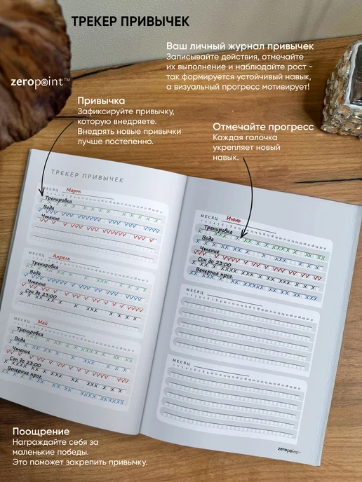 Zero Point Ежедневник книжный недатированный планер, голубой, фото 8