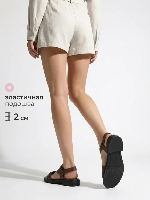 Obba Босоножки на плоской подошве натуральная кожа, коричневый, фото 3