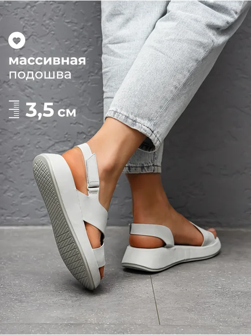 Obba Летние босоножки на липучке и платформе, серый, фото 3