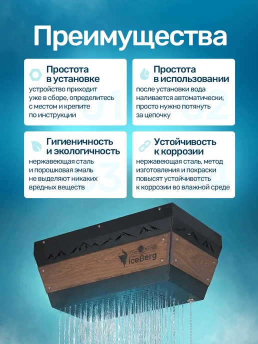 Сталь-Мастер Обливное устройство для бани IceBerg Cube 20 «Хохлома», черный, фото 3