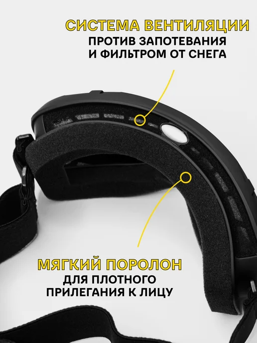 SlowSnow Очки горнолыжные маска для сноуборда, черный, фото 5