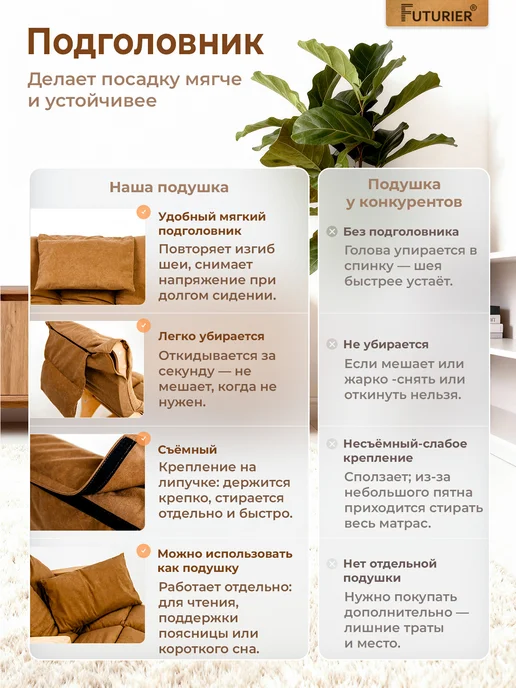 FUTURIER Подушка для кресла качалки, бежевый, фото 3