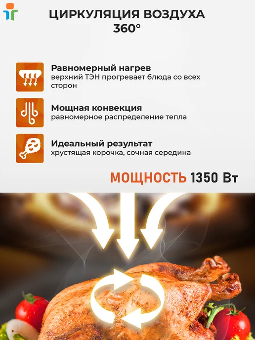 KLARSEN Аэрогриль электрический для дома AMIC 6 литров 8 программ, черный, фото 2
