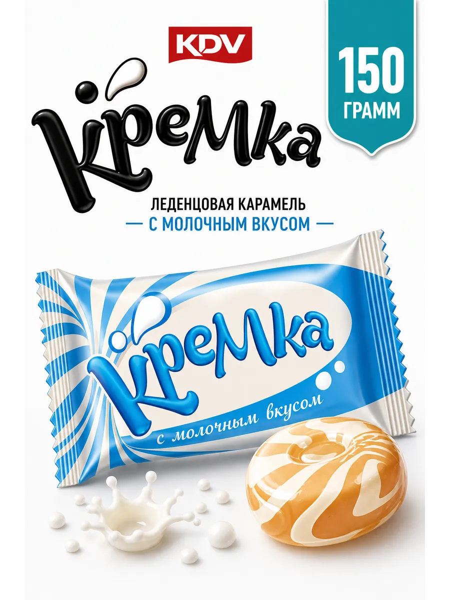 Конфеты леденцы Кремка с молочным вкусом 150 грамм