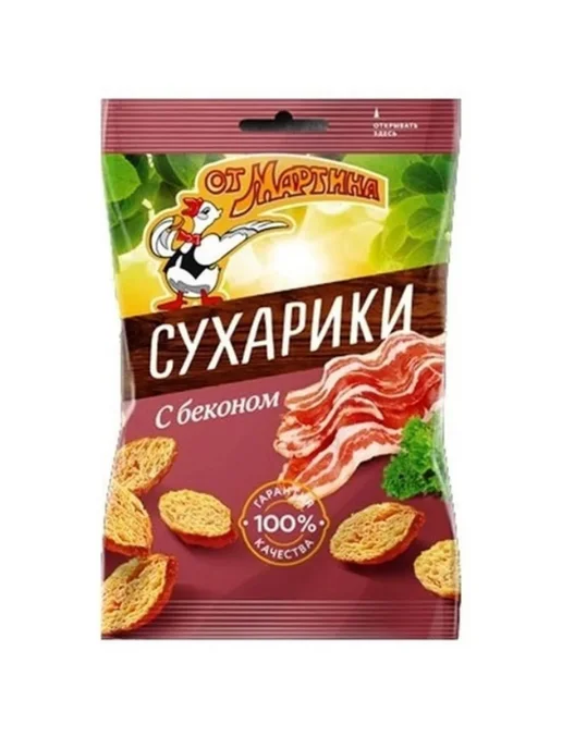 ОТ МАРТИНА Сухарики с беконом, 60 г, 4 упаковки, 60 г, фото 2