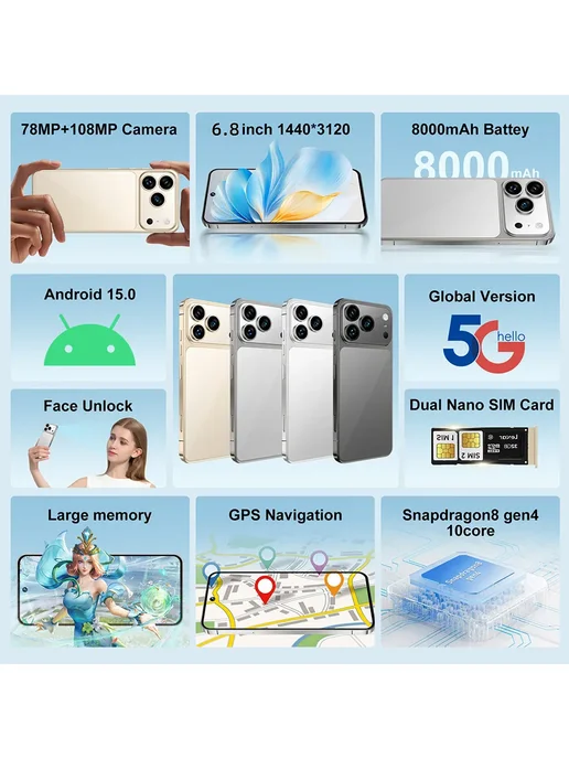 Смартфон Pro Max A3 12/512 ГБ, белый, фото 3