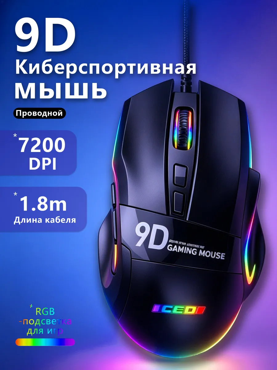 Игровая мышка проводная для компьютера