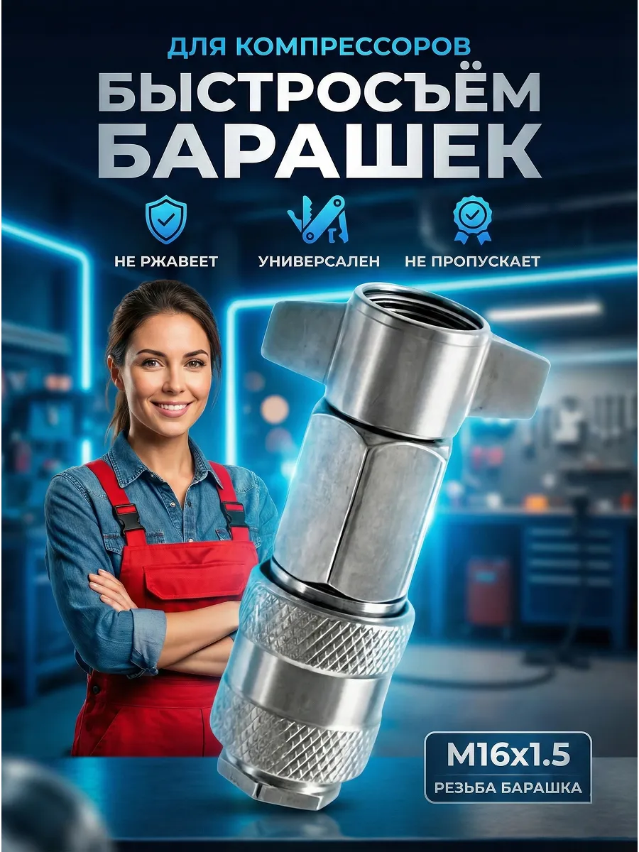 Быстросъем для компрессора с барашком М16х1.5