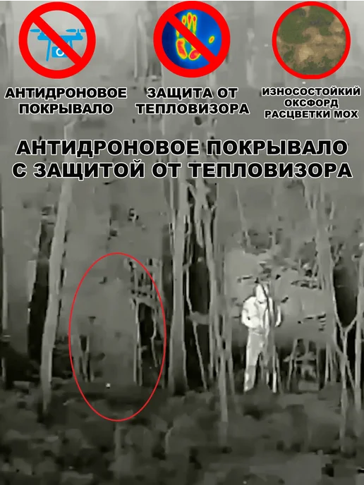 Антидроновое одеяло с защитой от тепловизора, серый, фото 2