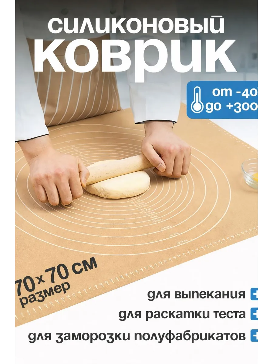 Силиконовый коврик для раскатки тесто, выпечки и запекания