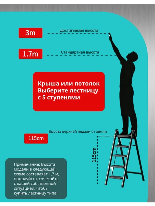 Стремянка трансформер, белый, в упаковке 7,5 кг, фото 3